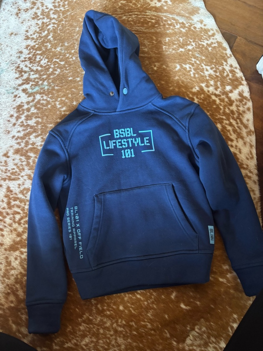 BSBL Navy Blue Kids Hoodie with Teal Logo